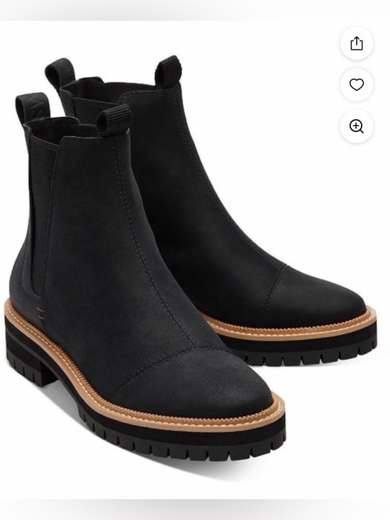 Toms Shoes - Toms Black Chelsea Lug Sole Ankle Boots with Tan Welt